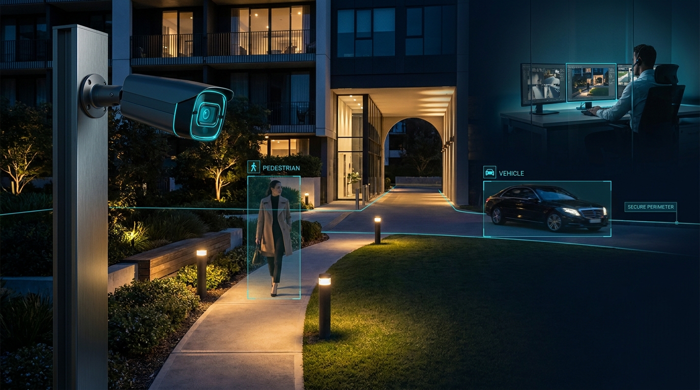 Videovigilancia con inteligencia artificial y centro de monitoreo para condominios